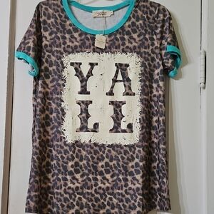 Wander Leopard Print Kids Tee - Brown and Teal